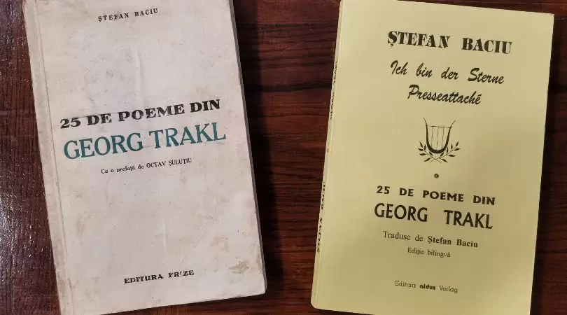 Copertele celor două ediții din volumul „ 25 de poeme din Georg Trakl”