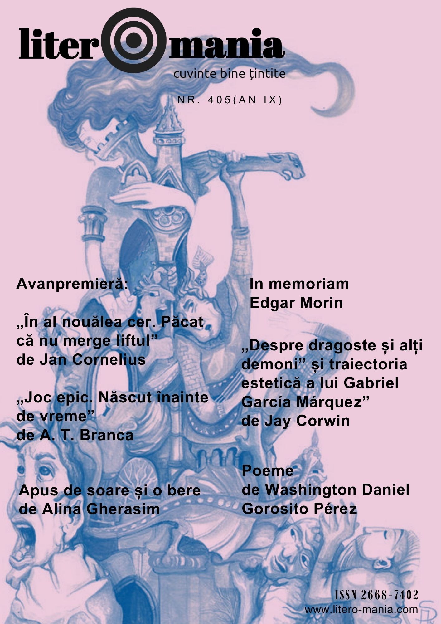 Ilustrație copertă Literomania nr. 405 de Anca Smărăndache