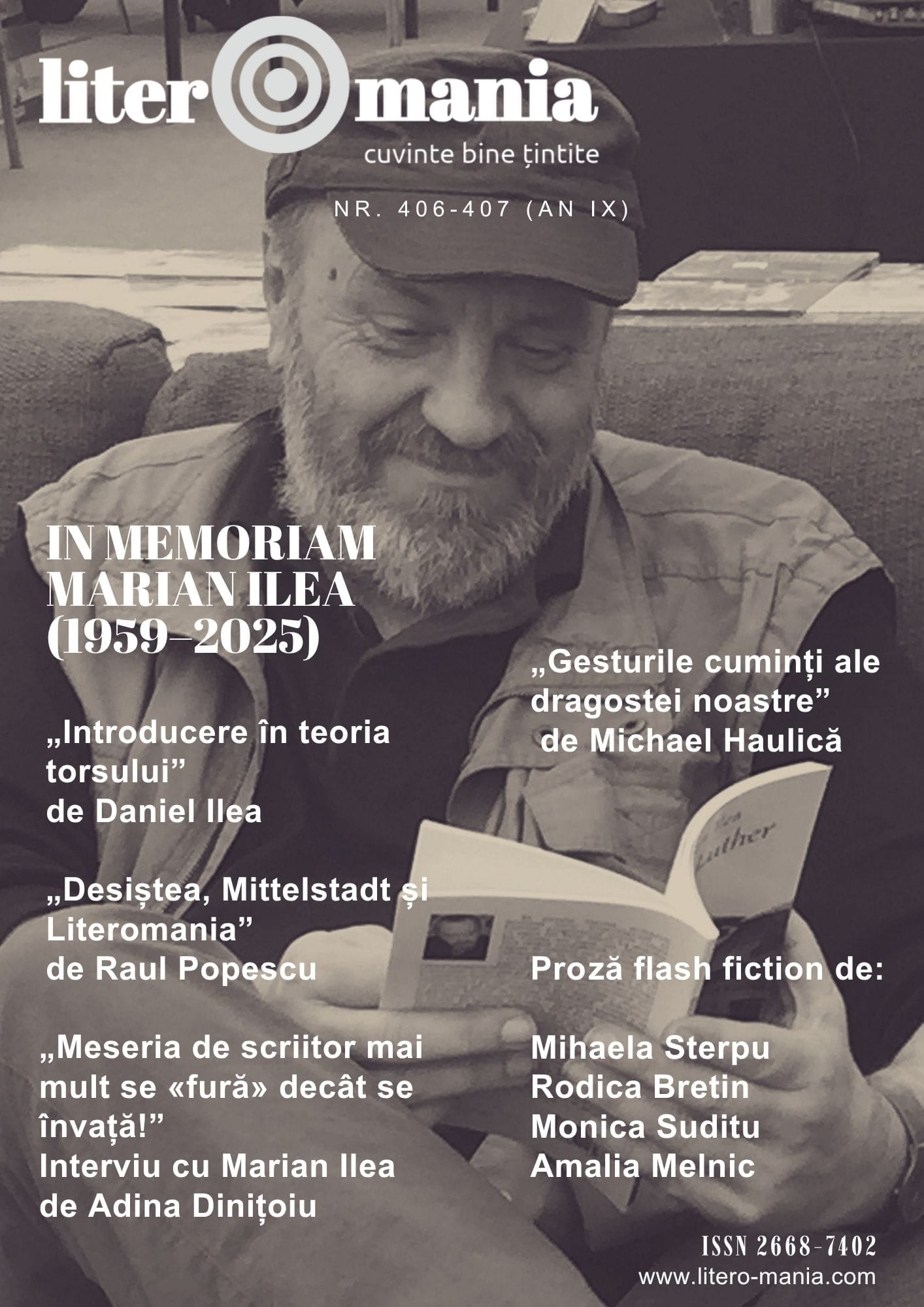 Coperta Literomania nr. 406-407. număr dedicat scriitorului Marian Ilea